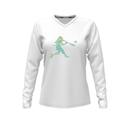 [FTLVCFWH-FYXS-LOGO1] Decker Comfort T-Shirt (Female Youth XS, White, V Neck, Logo 1, Long Sleeve)