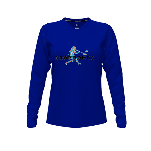 [FTLVCFRY-FYXS-LOGO3] Decker Comfort T-Shirt (Female Youth XS, Royal, V Neck, Logo 3, Long Sleeve)