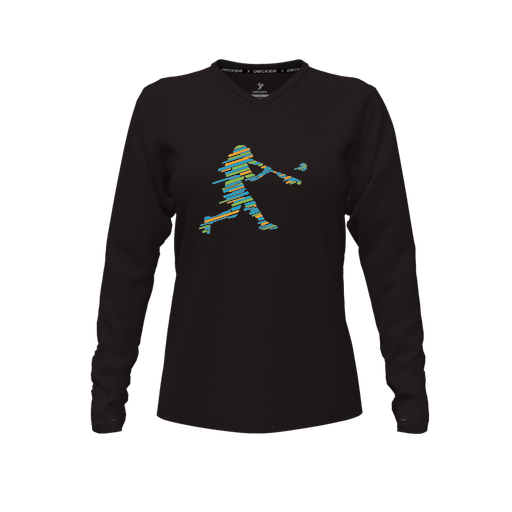 [FTLVPTBK-FYXS-LOGO1] Decker Performance T-Shirt (Female Youth XS, Black, V Neck, Logo 1, Long Sleeve)