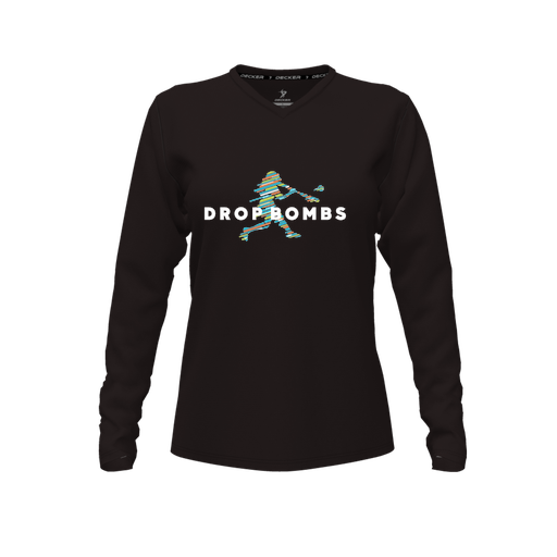 [FTLVPTBK-FYXS-LOGO2] Decker Performance T-Shirt (Female Youth XS, Black, V Neck, Logo 2, Long Sleeve)