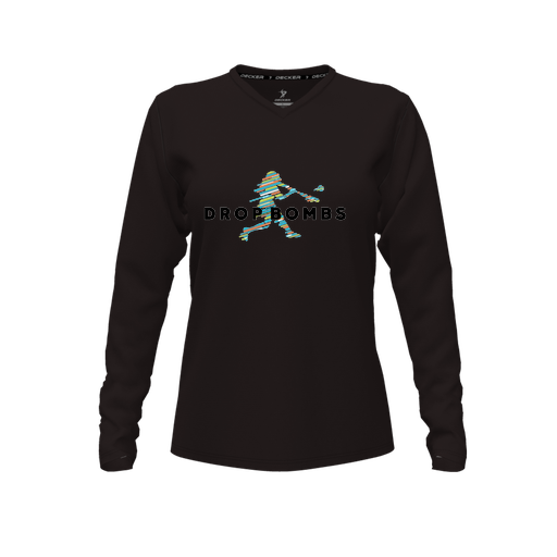 [FTLVPTBK-FYXS-LOGO3] Decker Performance T-Shirt (Female Youth XS, Black, V Neck, Logo 3, Long Sleeve)