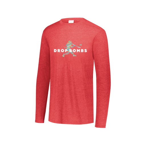 [FTLCUBRD-AXS-LOGO2] Decker Men's Tri-Blend T-Shirt - Long Sleeve (Adult XS, Red, Logo 2)