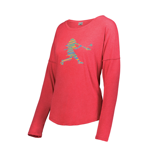 [FTLCUBRD-FAS-LOGO1] Decker Women's Tri-Blend T-Shirt - Long Sleeve (Female Adult S, Red, Logo 1)